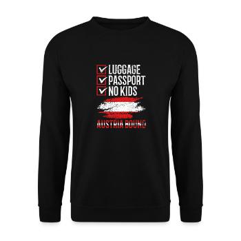 Luggage Passportaustria Bound Travel Holidays - Unisex Sweatshirt - black - Front - Alina (178cm) & Michal (187cm)