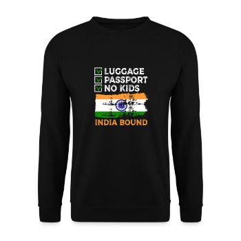 Luggage Passport No Kids India Bound Holiday Trip - Unisex Sweatshirt - black - Front - Alina (178cm) & Michal (187cm)