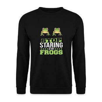Toad Lover Amphibian Funny Arrête de regarder ma grenouille - Sweat-shirt Unisexe - noir - Devant - Alina (178cm) & Michal (187cm)