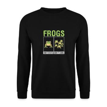 Funny Frogs How It Started How Its Going Amphibian - Unisex Pullover - Schwarz - Vorne - Alina (178cm) & Michal (187cm)