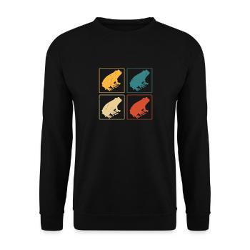 Frog Retro Toad Herpetologist Vintage - Unisex Sweatshirt - black - Front - Alina (178cm) & Michal (187cm)