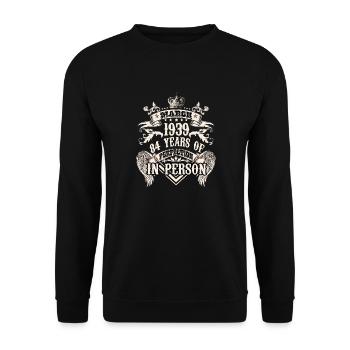Verseau millésime 1939 une légende devient 84 - Sweat-shirt Unisexe - noir - Devant - Alina (178cm) & Michal (187cm)