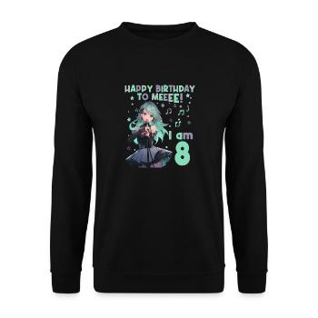Anime Mandga K-Pop KPop Girl 8th Birthday - Unisex Sweatshirt - black - Front - Alina (178cm) & Michal (187cm)