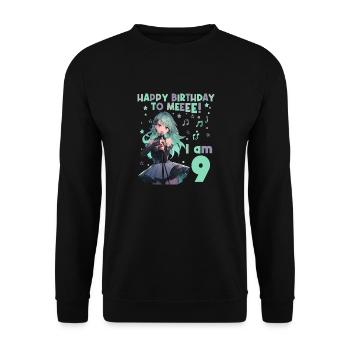 Anime Mandga K-Pop KPop Girl 9th Birthday - Unisex Sweatshirt - black - Front - Alina (178cm) & Michal (187cm)