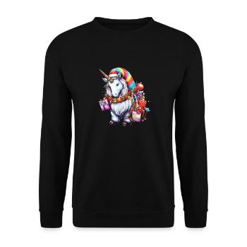 Christmas Unicorn Design - Mignon Licorne Noël - Sweat-shirt Unisexe - noir - Devant - Alina (178cm) & Michal (187cm)