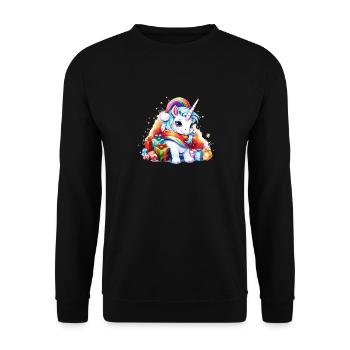 Magical Christmas Unicorn Design - Unicorn Christm - Unisex Sweatshirt - black - Front - Alina (178cm) & Michal (187cm)