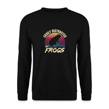 Retro 80s Style Toad Vintage Easily Distracted By - Unisex Pullover - Schwarz - Vorne - Alina (178cm) & Michal (187cm)