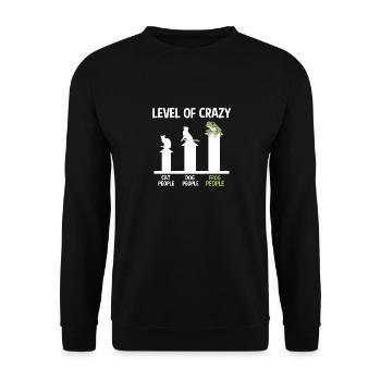 Frog Herpetologist Toad Funny Level Of Crazy - Unisex Sweatshirt - black - Front - Alina (178cm) & Michal (187cm)