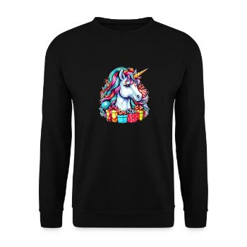 Mignon design de Noël de style licorne pour les enfants - Sweat-shirt Unisexe - noir - Devant - Alina (178cm) & Michal (187cm)