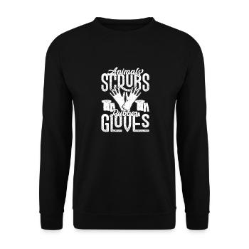 Animals, Scrubs And Rubber Gloves Veterinarian Vet - Unisex Pullover - Schwarz - Vorne - Alina (178cm) & Michal (187cm)