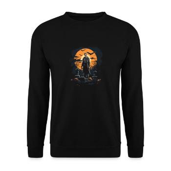 Skeleton zombie on abandoned cemetery under the moon - Unisex Sweatshirt - black - Front - Alina (178cm) & Michal (187cm)