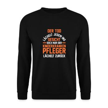 Pfleger Pflegekraft Kinderkrankenpfleger - Unisex Pullover - Schwarz - Vorne - Alina (178cm) & Michal (187cm)