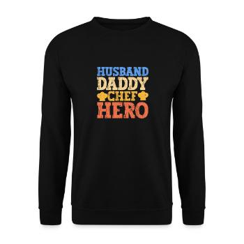 Ehemann Papa Chefkoch Held lustig Kochen Papa Koch - Unisex Pullover - Schwarz - Vorne - Alina (178cm) & Michal (187cm)