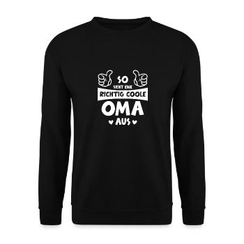 Oma Spruch Geschenk Mama Großmutter - Unisex Pullover - Schwarz - Vorne - Alina (178cm) & Michal (187cm)