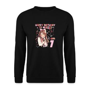 Anime Mandga K-Pop KPop Girl 7th Birthday - Unisex Sweatshirt - black - Front - Alina (178cm) & Michal (187cm)