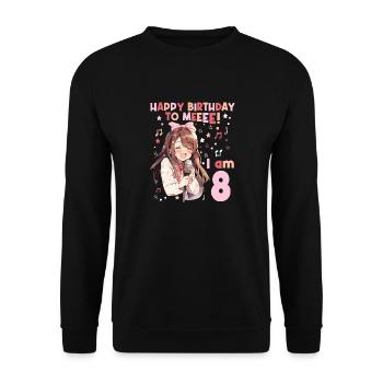Anime Mandga K-Pop KPop Girl 8th Birthday - Unisex Sweatshirt - black - Front - Alina (178cm) & Michal (187cm)