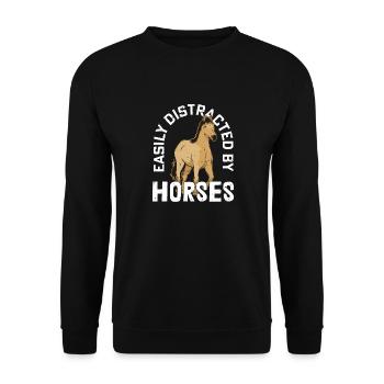 Facilement distrait par les chevaux à cheval - Sweat-shirt Unisexe - noir - Devant - Alina (178cm) & Michal (187cm)
