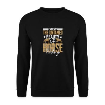 Embrassez la beauté sauvage de l’équitation Horseba - Sweat-shirt Unisexe - noir - Devant - Alina (178cm) & Michal (187cm)