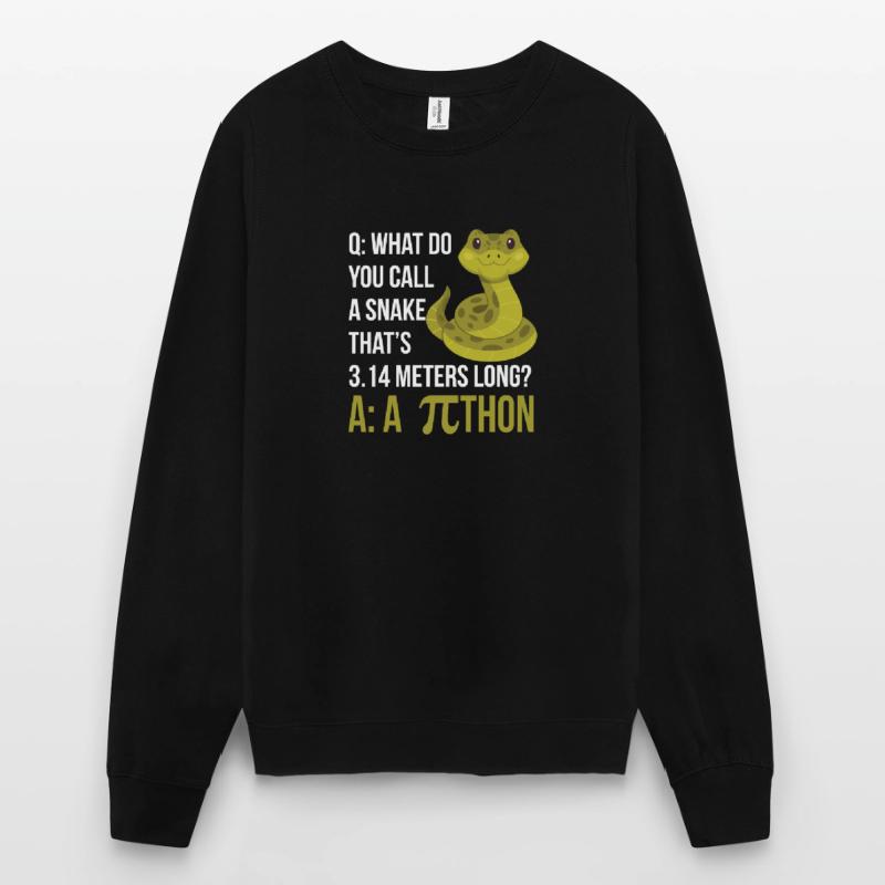Python Pithon Pie Symbol Drôle de professeur de mathématiques Heureux Sweat-shirt Unisexe