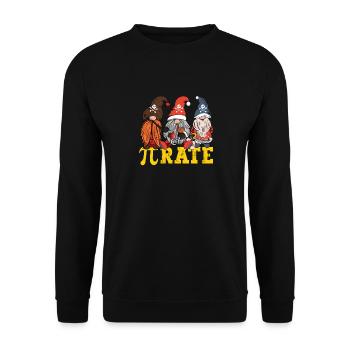 Lustige Piraten Gnome Happy Pi Day Symbol Math - Unisex Pullover - Schwarz - Vorne - Alina (178cm) & Michal (187cm)