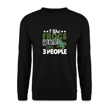 J’aime les grenouilles et peut-être comme 3 personnes Crapaud Herpétol - Sweat-shirt Unisexe - noir - Devant - Alina (178cm) & Michal (187cm)