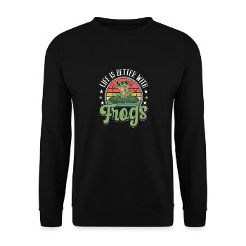 Herpétologiste vintage Crapaud Retro La vie est meilleure Wi - Sweat-shirt Unisexe - noir - Devant - Alina (178cm) & Michal (187cm)