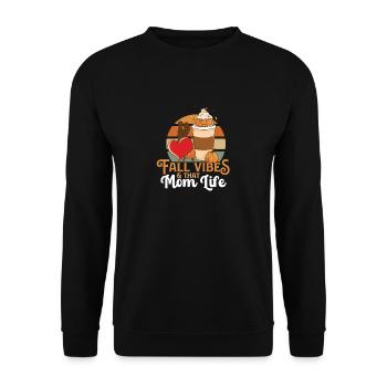 Fall Vibes That Mom Life Proud Mama Best Wife - Unisex Pullover - Schwarz - Vorne - Alina (178cm) & Michal (187cm)