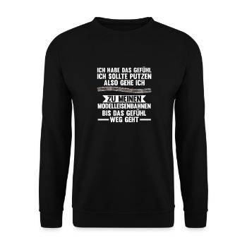 Eisenbahn Dampflok Eisenbahner Modelleisenbahn Zug - Unisex Pullover - Schwarz - Vorne - Alina (178cm) & Michal (187cm)