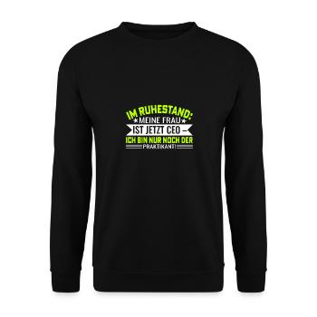 Frau ist Ceo Rentner Ruhestand - Unisex Pullover - Schwarz - Vorne - Alina (178cm) & Michal (187cm)