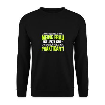 Im Ruhestand Frau Ist Chef Rentner Pensionist - Unisex Pullover - Schwarz - Vorne - Alina (178cm) & Michal (187cm)