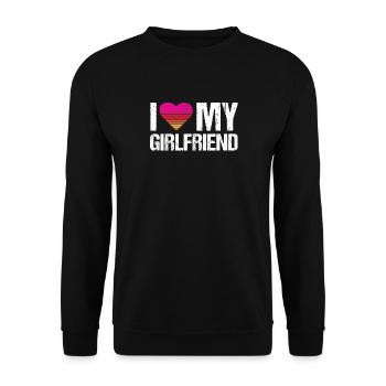 Ich liebe meine Freundin Herz, meine Freundin Vintage - Unisex Pullover - Schwarz - Vorne - Alina (178cm) & Michal (187cm)