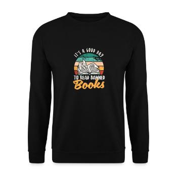 It's a good day to read banned books - Unisex Sweatshirt - black - Front - Alina (178cm) & Michal (187cm)