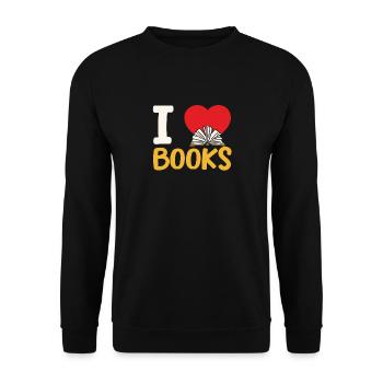 Ich liebe Bücher Lustige Bibliothek Lesen Buch - Unisex Pullover - Schwarz - Vorne - Alina (178cm) & Michal (187cm)