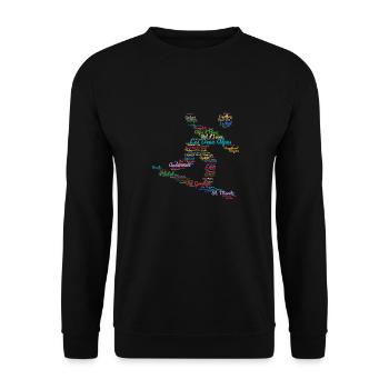 Skigebiete, Wortwolke, Snowboard - Unisex Pullover - Schwarz - Vorne - Alina (178cm) & Michal (187cm)