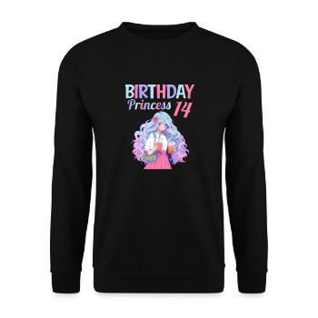 Anime Mandga Boba Bubble Tea 14th Birthday - Unisex Sweatshirt - black - Front - Alina (178cm) & Michal (187cm)
