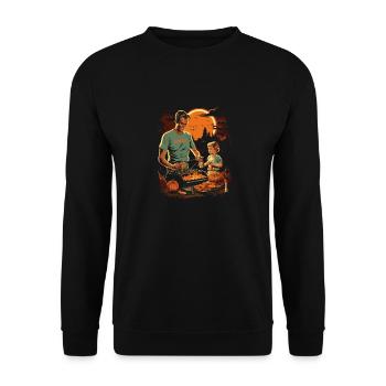 Halloween barbecue with pumpkins and family - Unisex Sweatshirt - black - Front - Alina (178cm) & Michal (187cm)