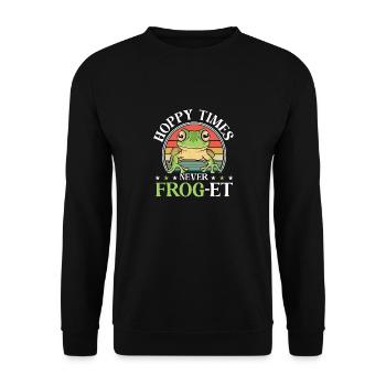 Retro Herpetologist Toad Funny Hoppy Times Never F - Unisex Sweatshirt - black - Front - Alina (178cm) & Michal (187cm)