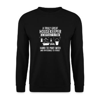 Aide domestique, femme de ménage, femme de ménage - Sweat-shirt Unisexe - noir - Devant - Alina (178cm) & Michal (187cm)