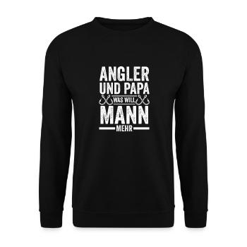 Vater Angel Fischen Papa Angeln Angler - Unisex Pullover - Schwarz - Vorne - Alina (178cm) & Michal (187cm)