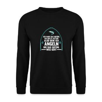Angel Fischen Angeln Angler - Unisex Pullover - Schwarz - Vorne - Alina (178cm) & Michal (187cm)