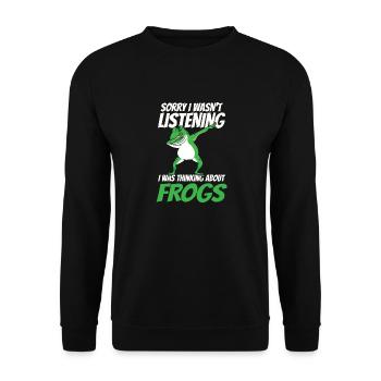 Toad Lover Funny I Was Thinking About Frogs Dabbin - Unisex Pullover - Schwarz - Vorne - Alina (178cm) & Michal (187cm)