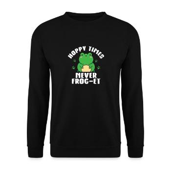 Funny Hoppy Times Never Frog Et Cute Herpetologist - Unisex Sweatshirt - black - Front - Alina (178cm) & Michal (187cm)