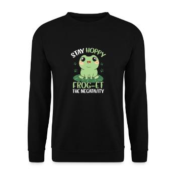 Amphibian Stay Hoppy Frog Et The Negativity Herpet - Sweat-shirt Unisexe - noir - Devant - Alina (178cm) & Michal (187cm)