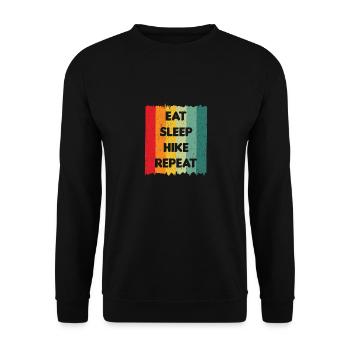 Eat Sleep Hike Repeat - Retro Optik Wandern - Unisex Sweatshirt - black - Front - Alina (178cm) & Michal (187cm)