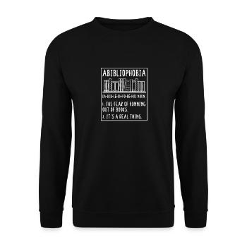 Abibliophobia Funny Reading Bookworm Reader Book - Unisex Sweatshirt - black - Front - Alina (178cm) & Michal (187cm)