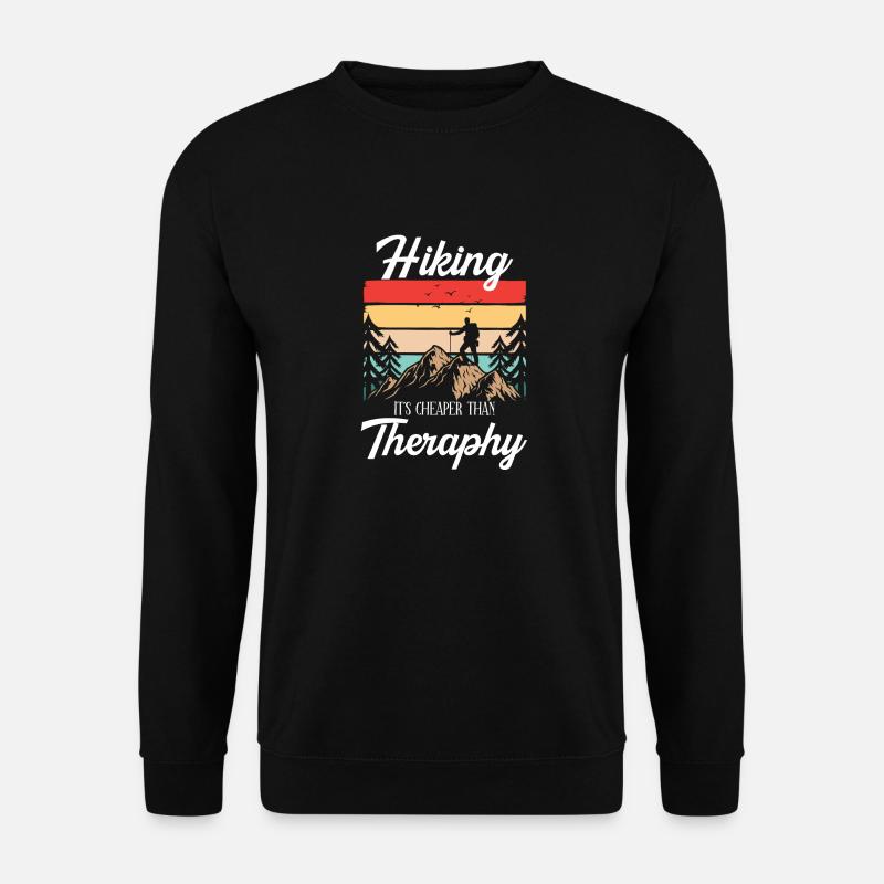 Hiking: Cheaper Than Therapy - Unisex Pullover - Schwarz
