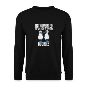 Blaufußtölpel Blue-footed Booby Seevogel - Unisex Pullover - Schwarz - Vorne - Alina (178cm) & Michal (187cm)