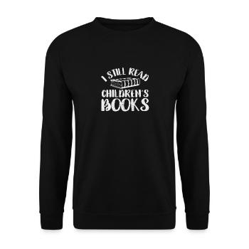 Ich lese immer noch Kinderbücher Lustige Buch - Unisex Pullover - Schwarz - Vorne - Alina (178cm) & Michal (187cm)