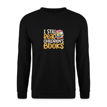 Ich lese immer noch Kinderbücher Lustige Buch - Unisex Pullover - Schwarz - Vorne - Alina (178cm) & Michal (187cm)