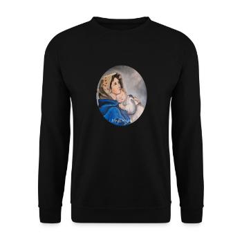 Marie à l’Enfant, peinte par Art(ist)Design - Sweat-shirt Unisexe - noir - Devant - Alina (178cm) & Michal (187cm)